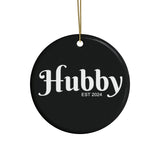 Hubby Est 2024 Black Ceramic Ornament