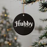 Hubby Est 2024 Black Ceramic Ornament