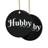 Hubby Est 2024 Black Ceramic Ornament