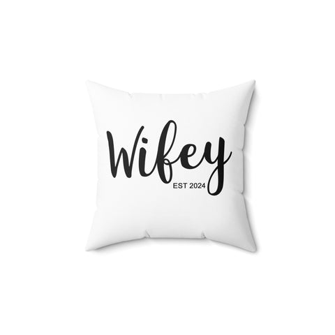 Wifey Est 2024 Faux Suede Square Pillow